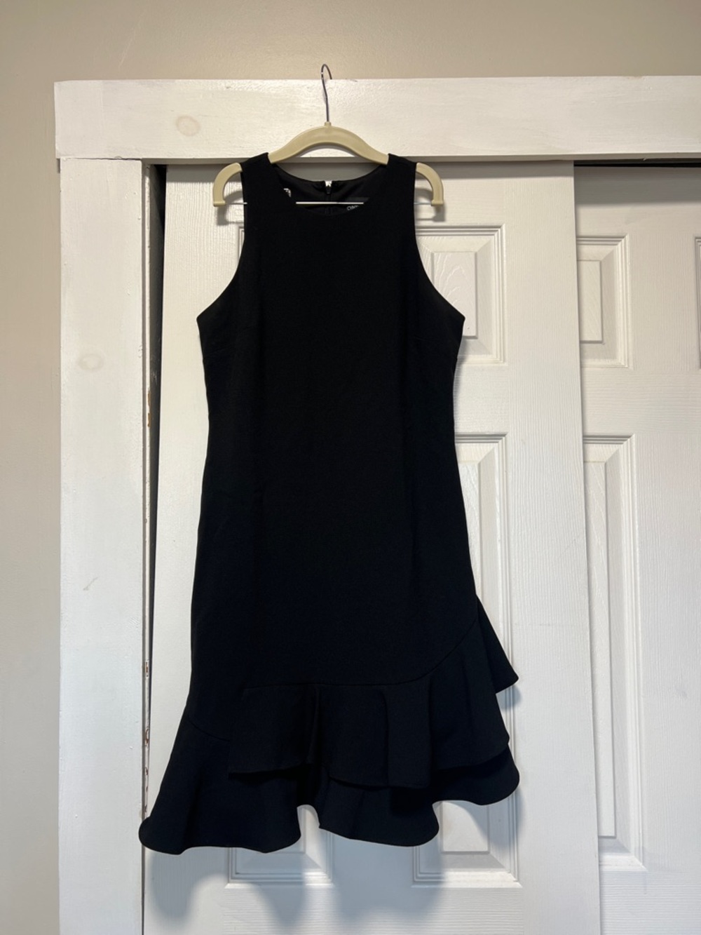 Cynthia Rowley Black Sleeveless Mini Dress with Ruffle Hem